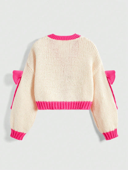 ROMWE Kawaii Cárdigan con lazo en forma de corazón sobredimensionado para mujeres, ideal para el Día de San Valentín