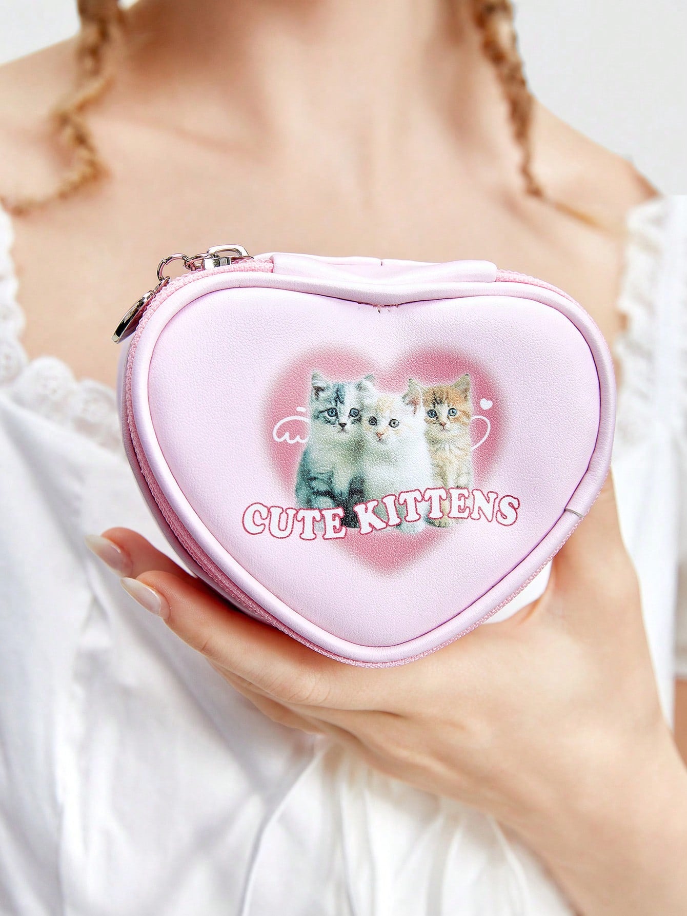 ROMWE Kawaii Lindo monedero y organizador en forma de gato de dibujos animados 348640