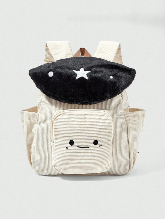 ROMWE Kawaii Mochila informal de moda con bloques de color, parches y bordado de estrella y seta