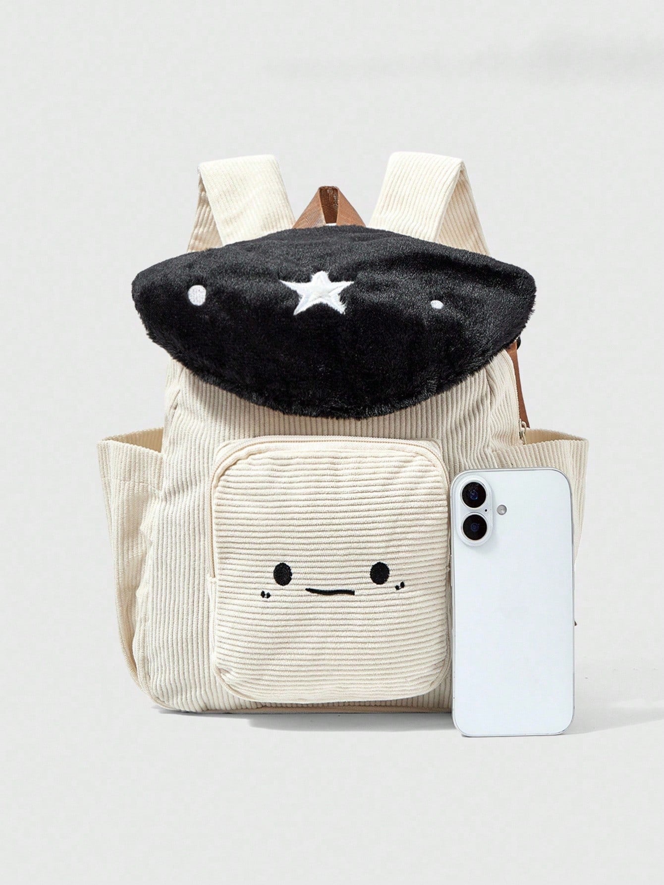 ROMWE Kawaii Mochila informal de moda con bloques de color, parches y bordado de estrella y seta