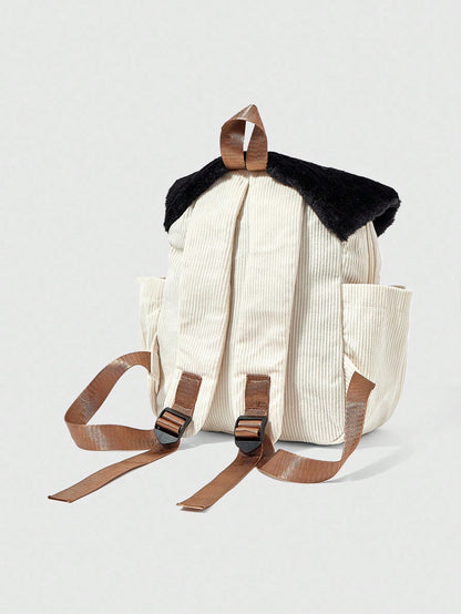 ROMWE Kawaii Mochila informal de moda con bloques de color, parches y bordado de estrella y seta