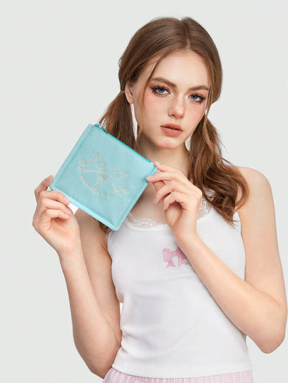 ROMWE Kawaii Monedero mini bordado de conejo, conveniente para uso diario y llevar