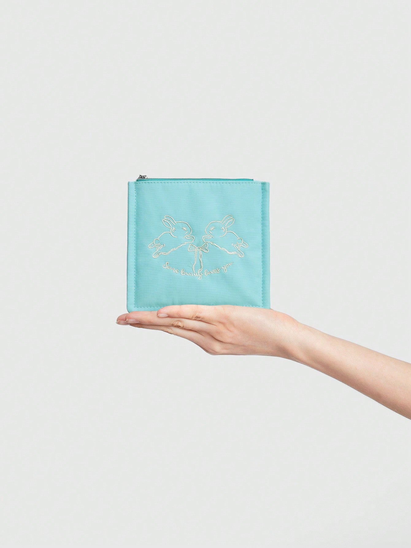 ROMWE Kawaii Monedero mini bordado de conejo, conveniente para uso diario y llevar