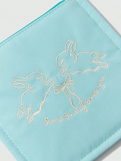 ROMWE Kawaii Monedero mini bordado de conejo, conveniente para uso diario y llevar