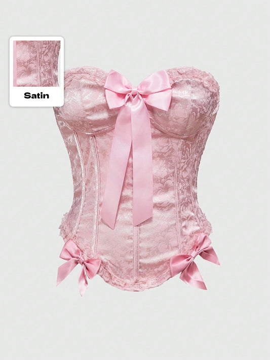 ROMWE Kawaii Parte superior bandeau tipo diadema con lazo, estilo retro palaciego para mujer