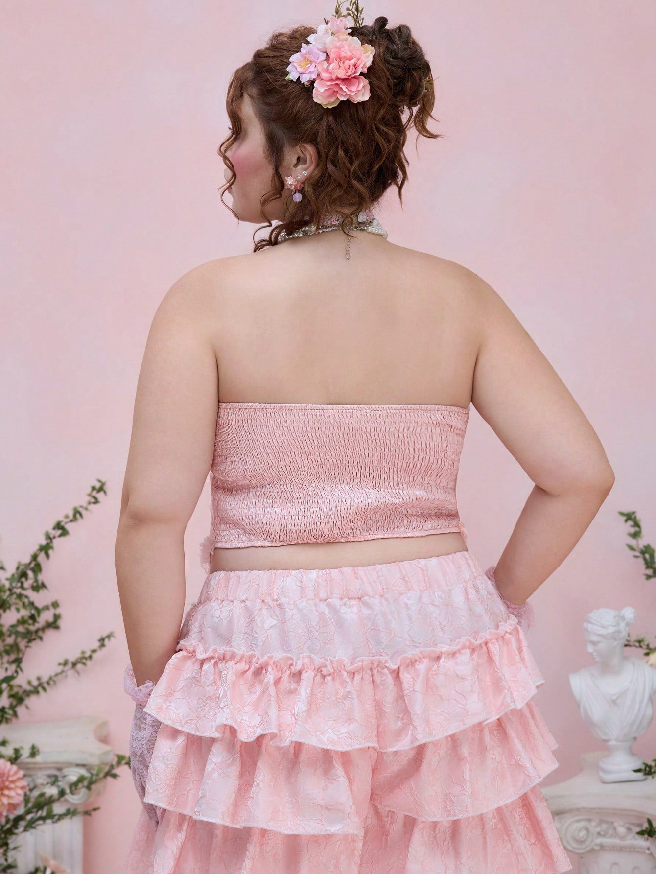 ROMWE Kawaii Parte superior bandeau tipo diadema con lazo, estilo retro palaciego para mujer