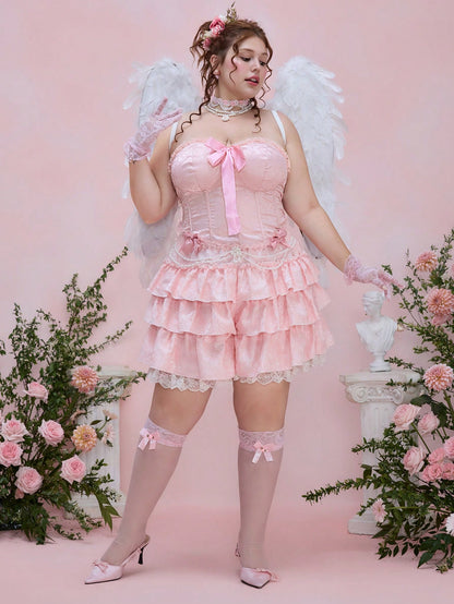 ROMWE Kawaii Parte superior bandeau tipo diadema con lazo, estilo retro palaciego para mujer