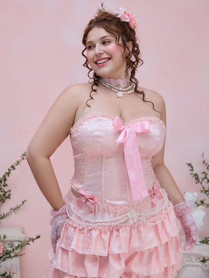 ROMWE Kawaii Parte superior bandeau tipo diadema con lazo, estilo retro palaciego para mujer