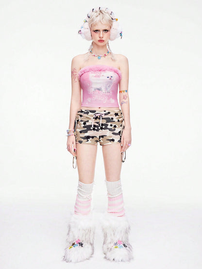 ROMWE Kawaii Parte superior corta con escote halter con adornos de cristal para mujer, estilo Y2K
