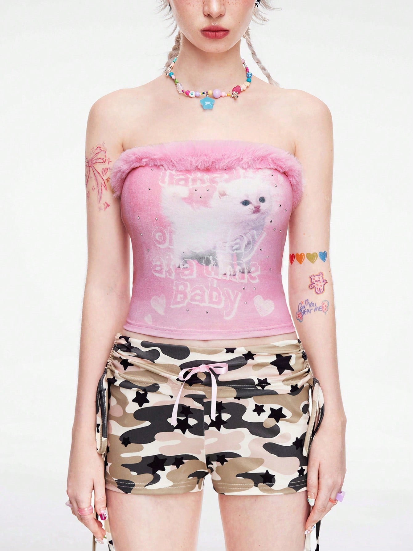 ROMWE Kawaii Parte superior corta con escote halter con adornos de cristal para mujer, estilo Y2K