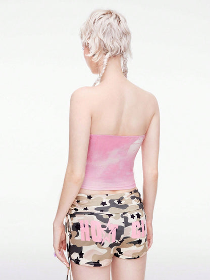 ROMWE Kawaii Parte superior corta con escote halter con adornos de cristal para mujer, estilo Y2K