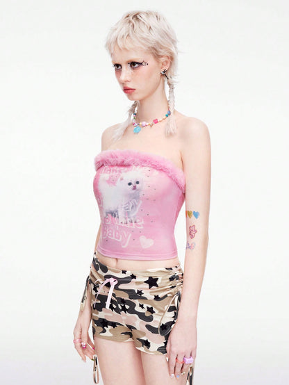 ROMWE Kawaii Parte superior corta con escote halter con adornos de cristal para mujer, estilo Y2K