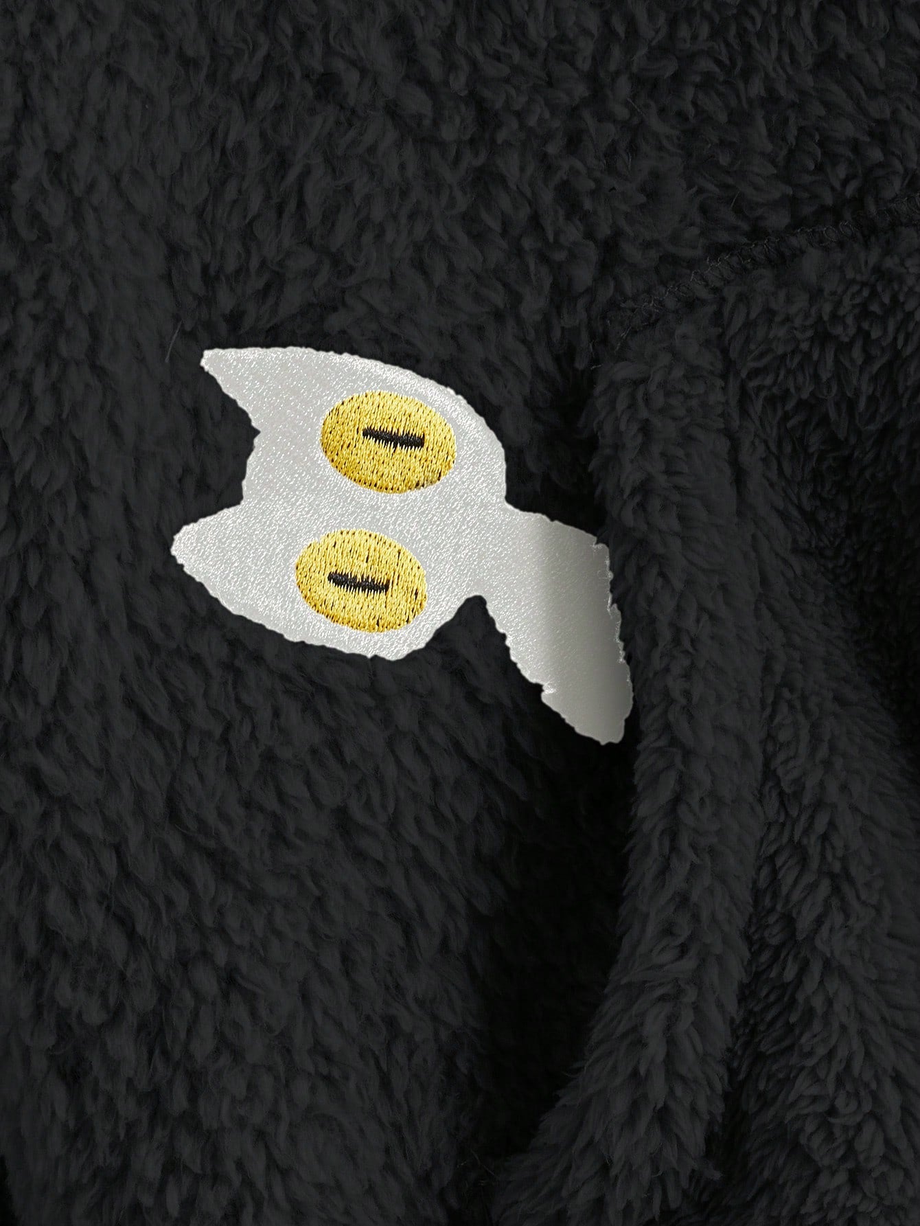 ROMWE Kawaii Sudadera casual con capucha con bordado de dibujos animados, forrada térmicamente, de manga larga para otoño/invierno