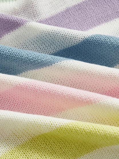 ROMWE Kawaii Suéter Con Rayas Y Bloques De Color Con Hombros Caídos