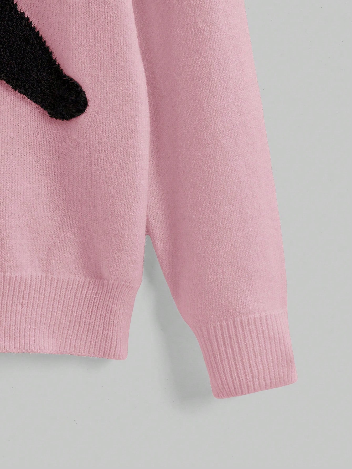 ROMWE Kawaii Suéter holgado de punto con cuello asimétrico y bordado de gato lindo y casual para señorita