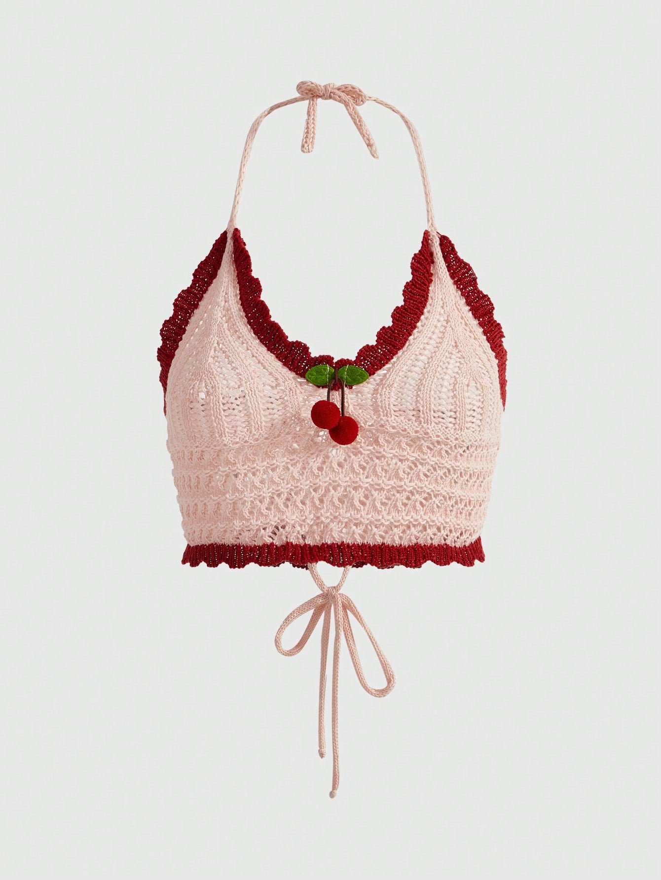 ROMWE Kawaii Top De Camisola Tejido Con Bloques De Colores Decorado Con Cerezas Dulces, Sexys Y Lindas