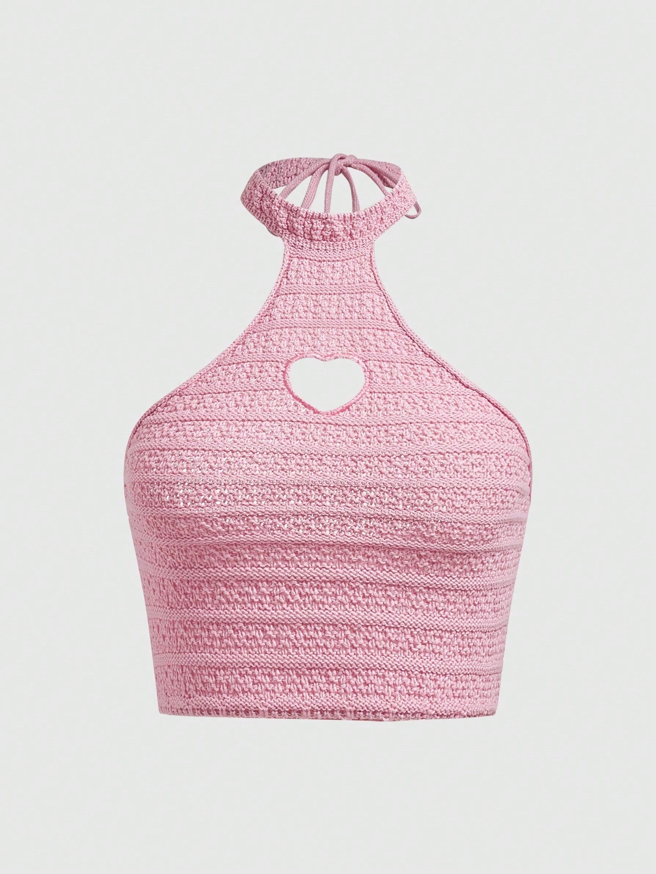 ROMWE Kawaii Top De Punto Para Mujer Con Cuello Ahuecado En Forma De Corazón Sexy Y Lindo Con Lazo En La Parte Delantera