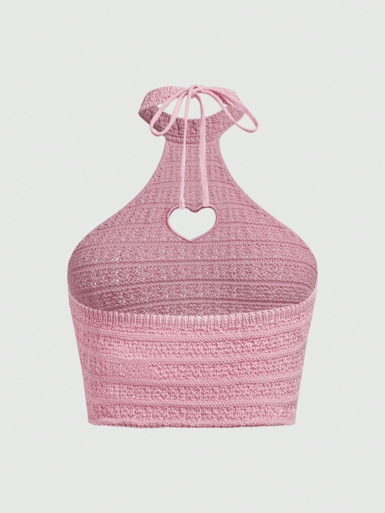 ROMWE Kawaii Top De Punto Para Mujer Con Cuello Ahuecado En Forma De Corazón Sexy Y Lindo Con Lazo En La Parte Delantera