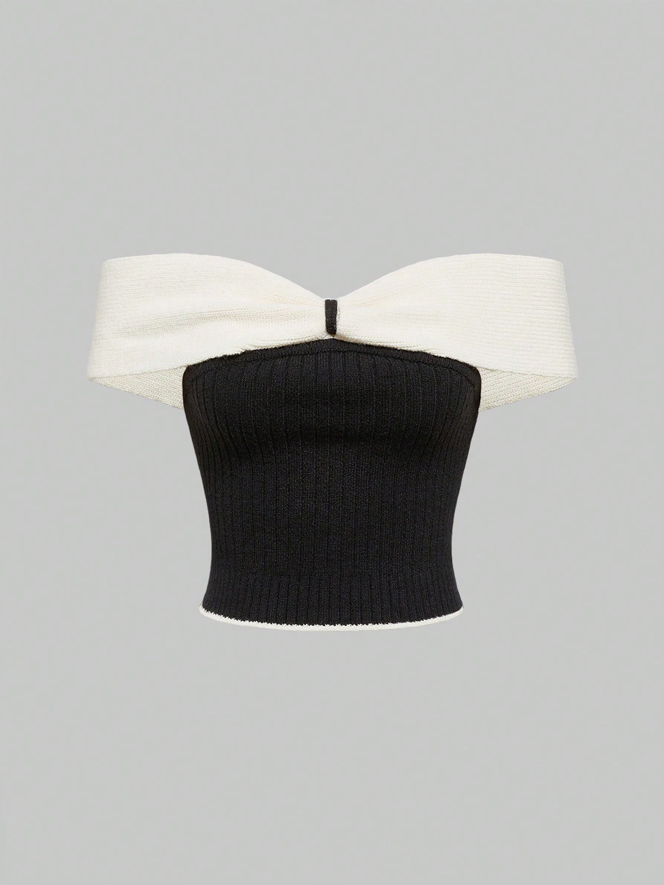 ROMWE Kawaii Top de punto con hombros descubiertos y diseño de mariposa para mujer