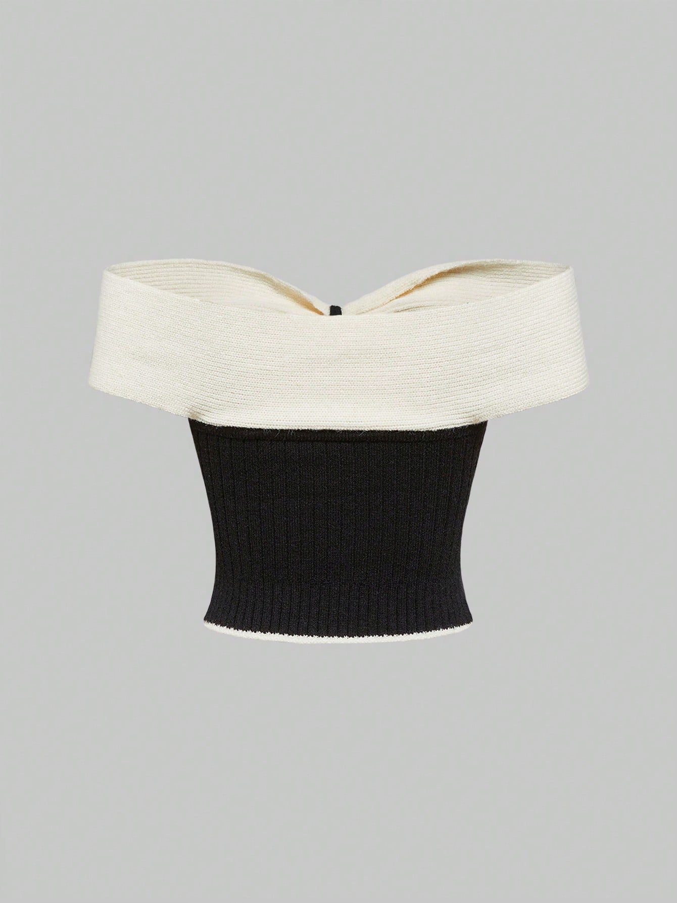 ROMWE Kawaii Top de punto con hombros descubiertos y diseño de mariposa para mujer