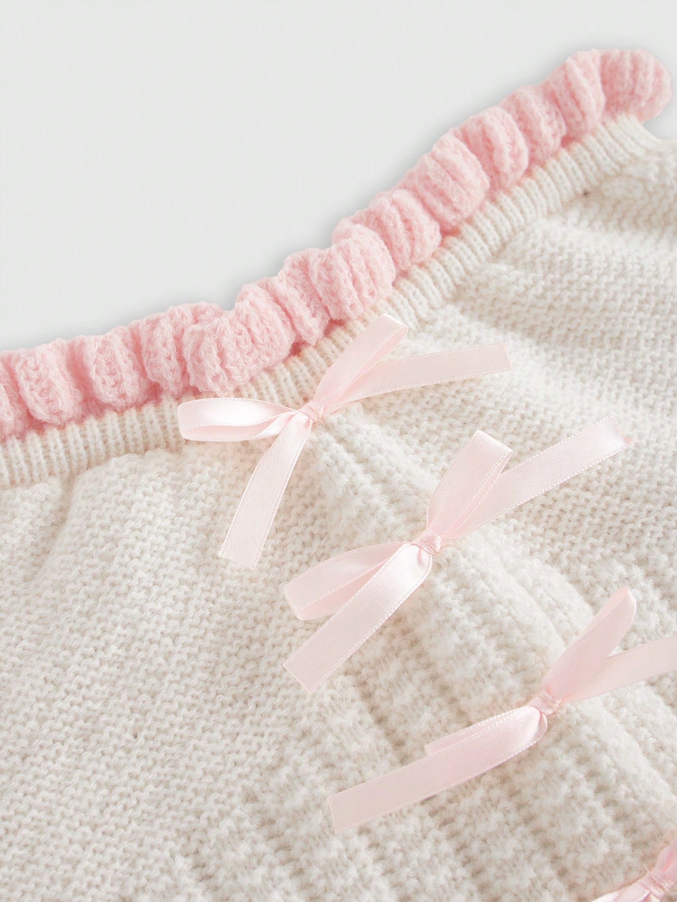 ROMWE Kawaii Top de punto corto con ribete de volantes