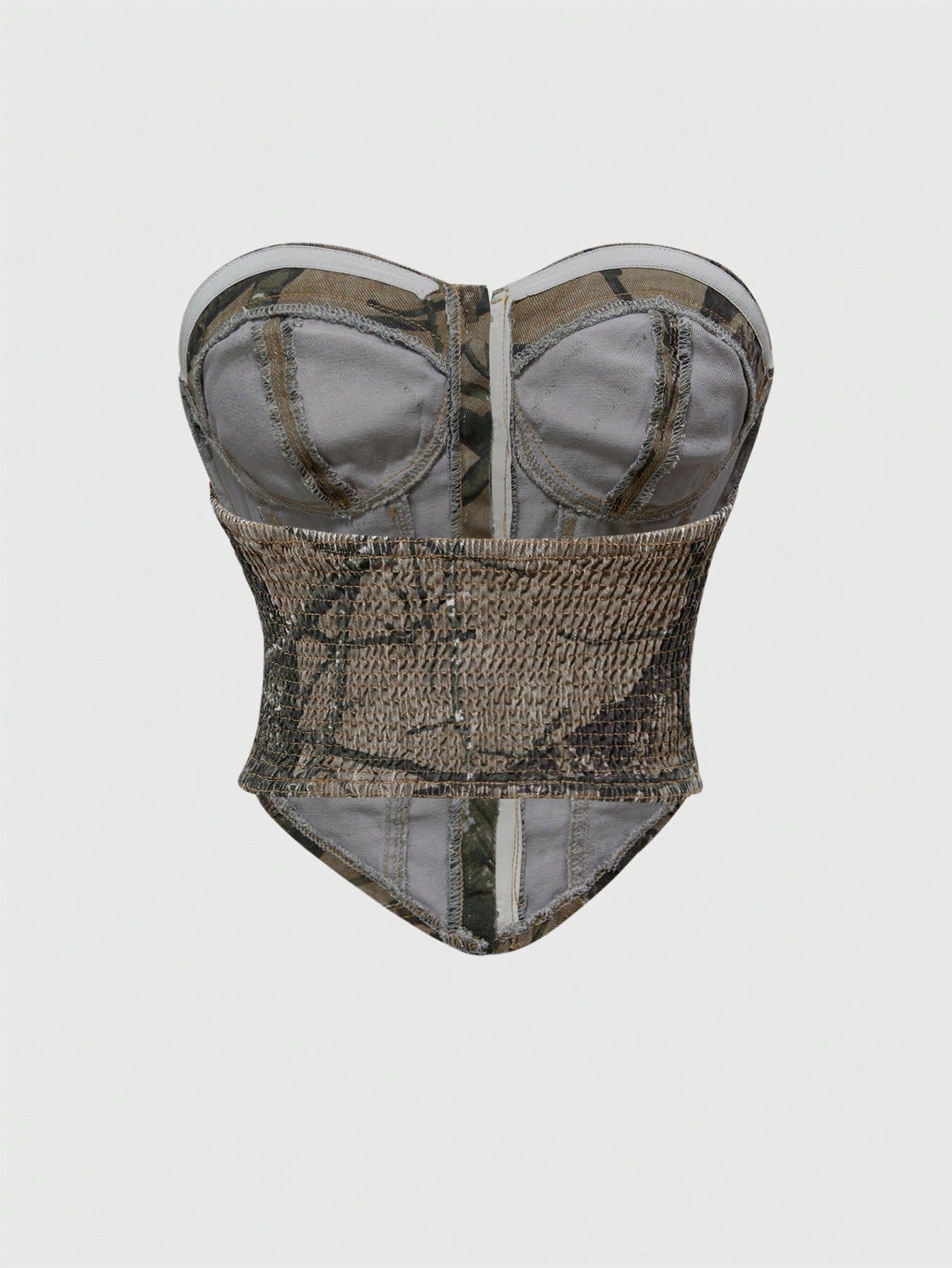 ROMWE Kawaii Top de tirantes acortado de mezclilla desgastada con estampado de camuflaje sexy para mujer, estilo streetwear Y2K