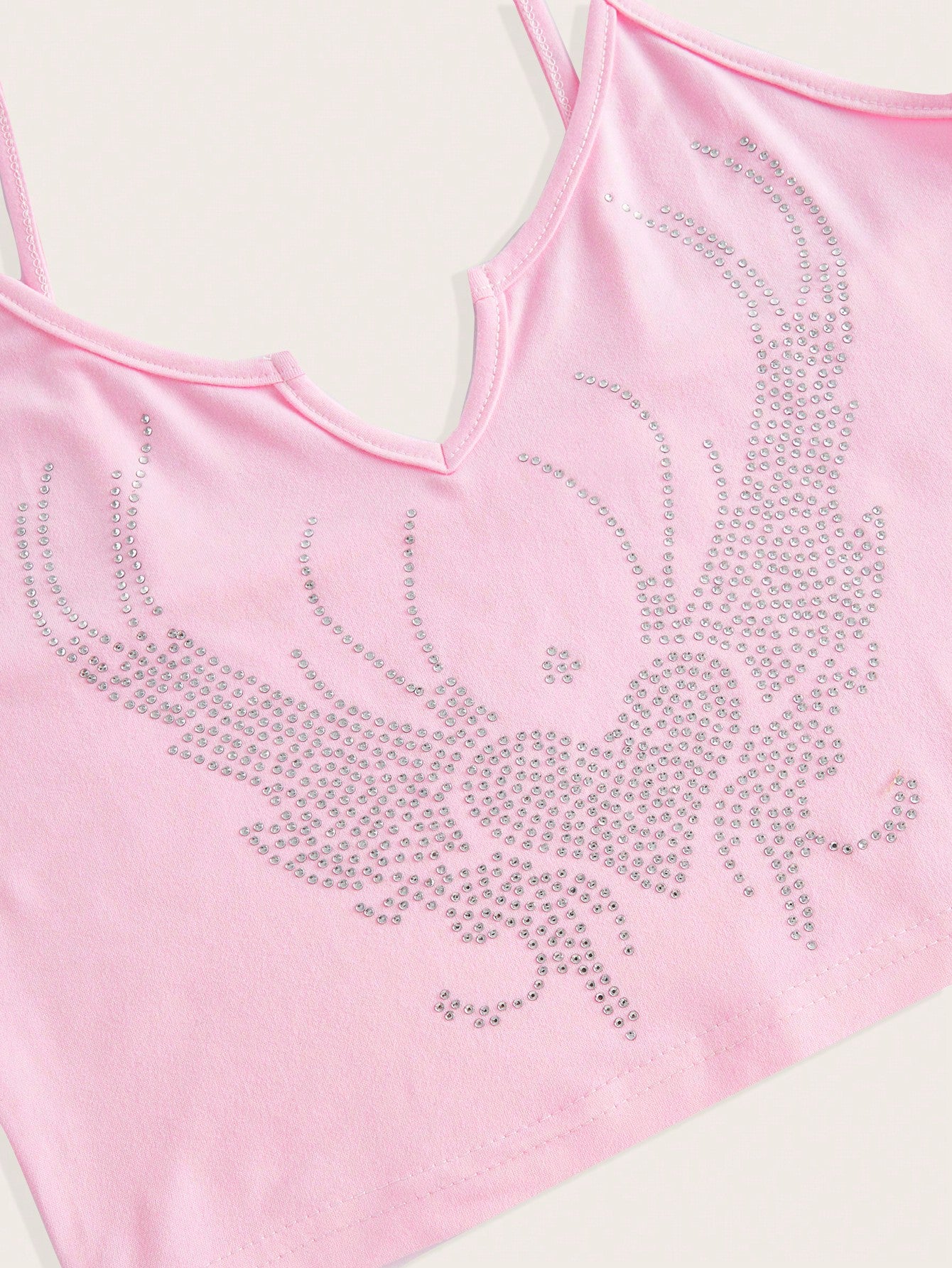 ROMWE Kawaii Top de tirantes con diamante de imitación con patrón de corazón