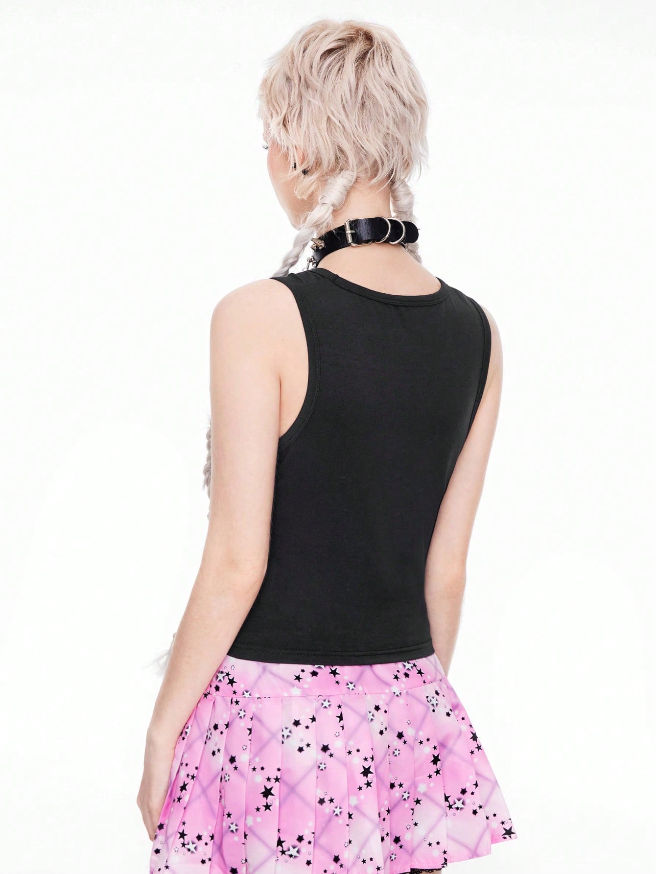 ROMWE Kawaii Top de tirantes con gráfico "Weird Girl" estampado de gatos para mujer