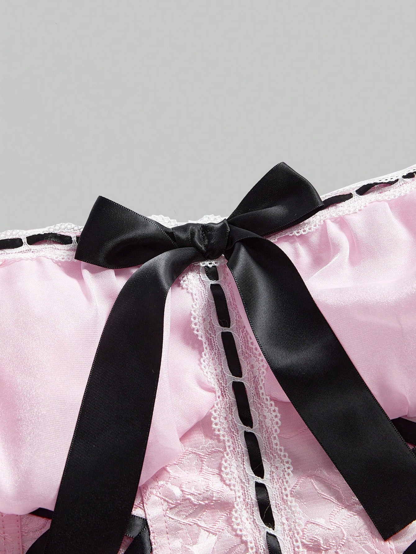 ROMWE Kawaii Top sin espalda con cuello de halter, bloqueo de color y lazo en la espalda, estilo palaciego, color rosa