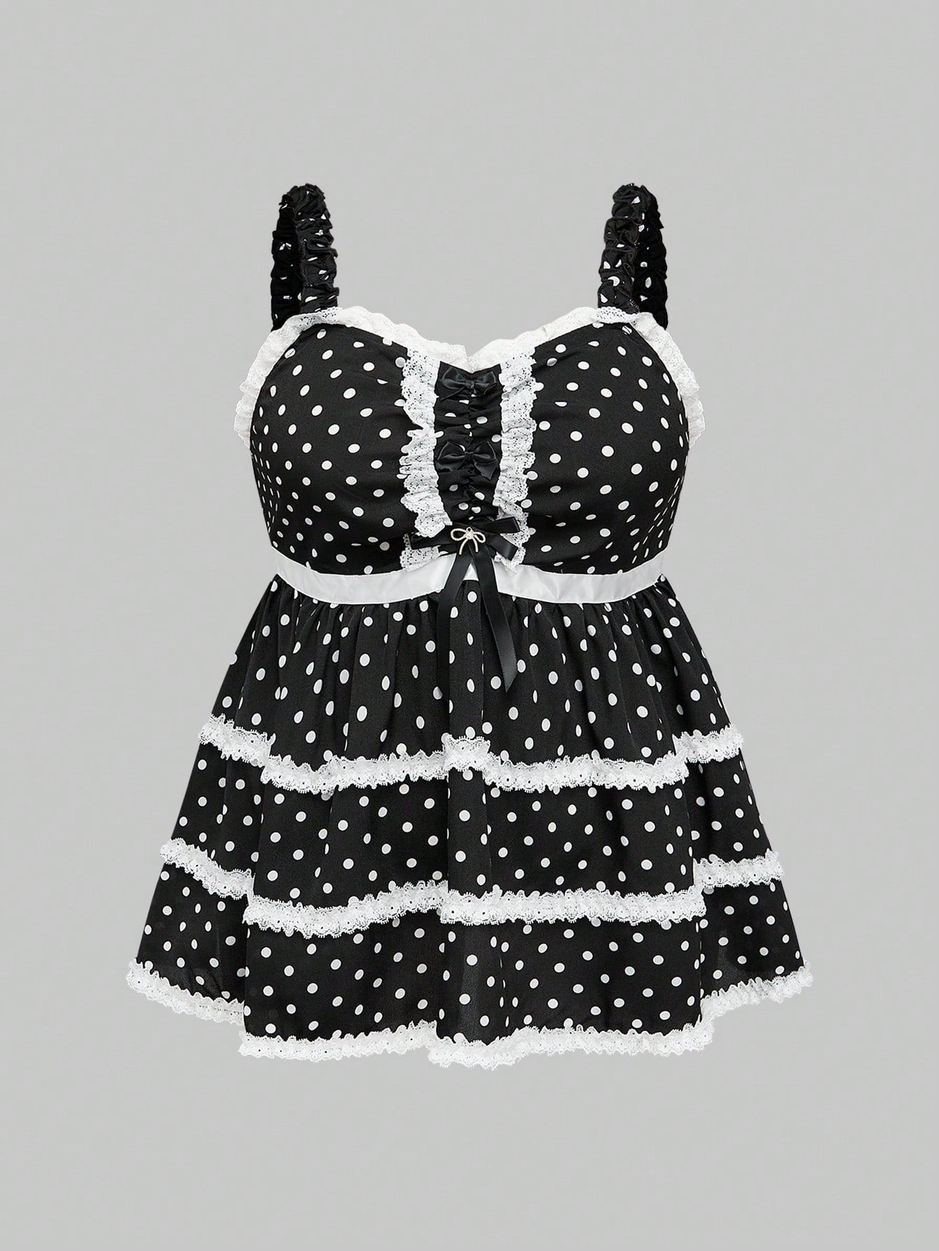 ROMWE Kawaii Top tipo camiseta de princesa con estampado de lunares y lazo para muñeca bebé