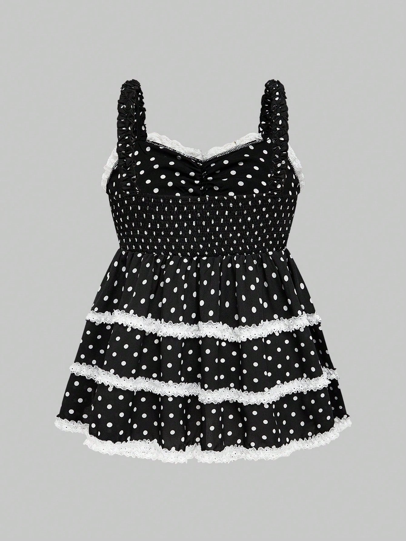 ROMWE Kawaii Top tipo camiseta de princesa con estampado de lunares y lazo para muñeca bebé