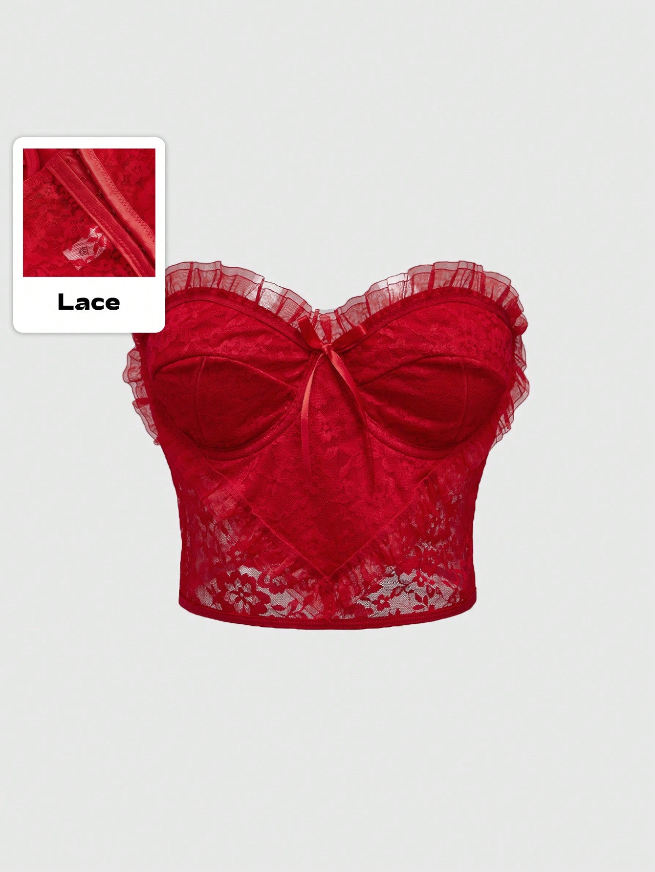 ROMWE Kawaii Top tubo decorado con lazo rojo para el Día de San Valentín