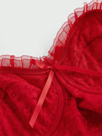 ROMWE Kawaii Top tubo decorado con lazo rojo para el Día de San Valentín