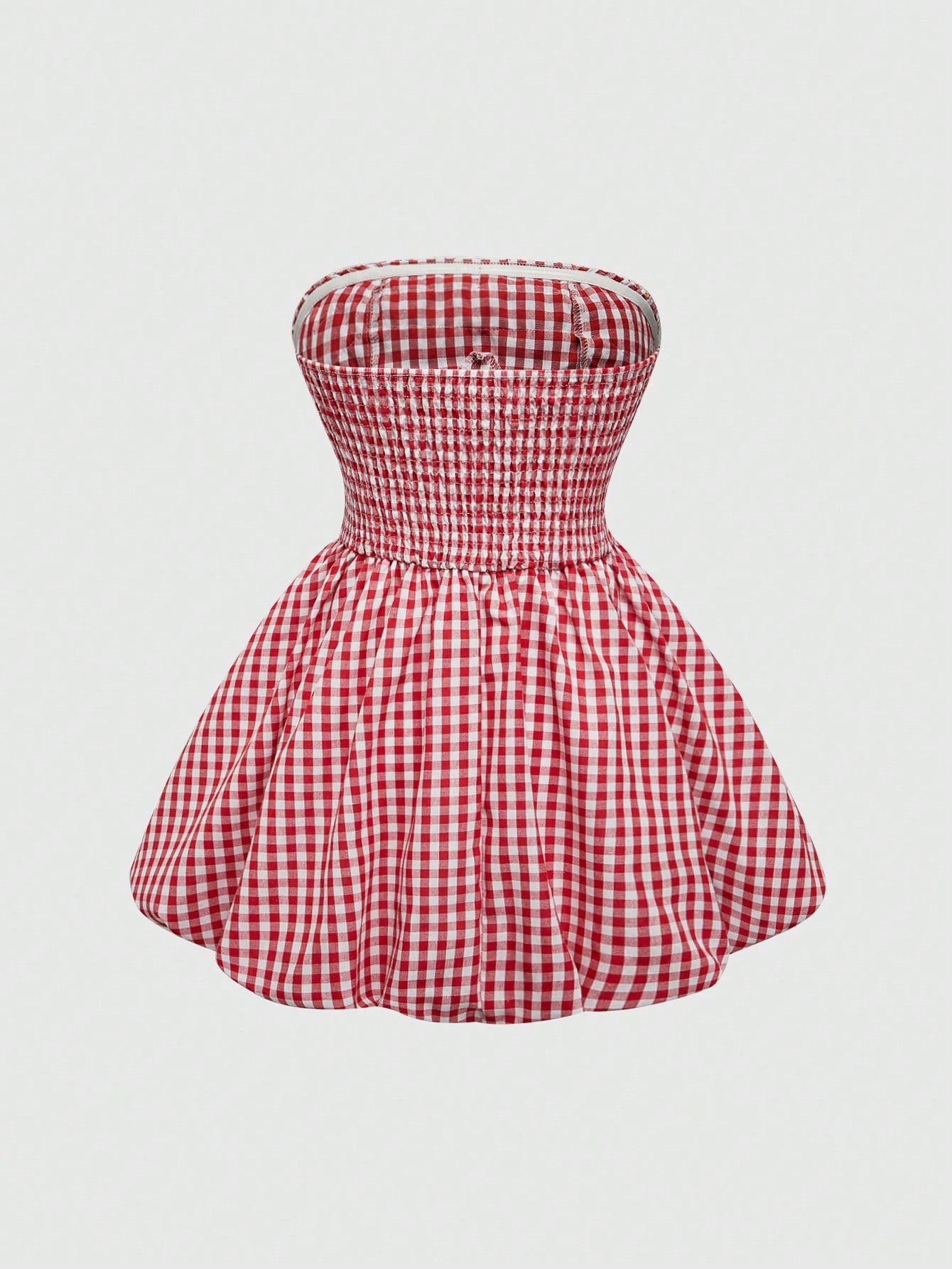 ROMWE Kawaii Vestido mini con estampado floral de vichy lindo para mujeres