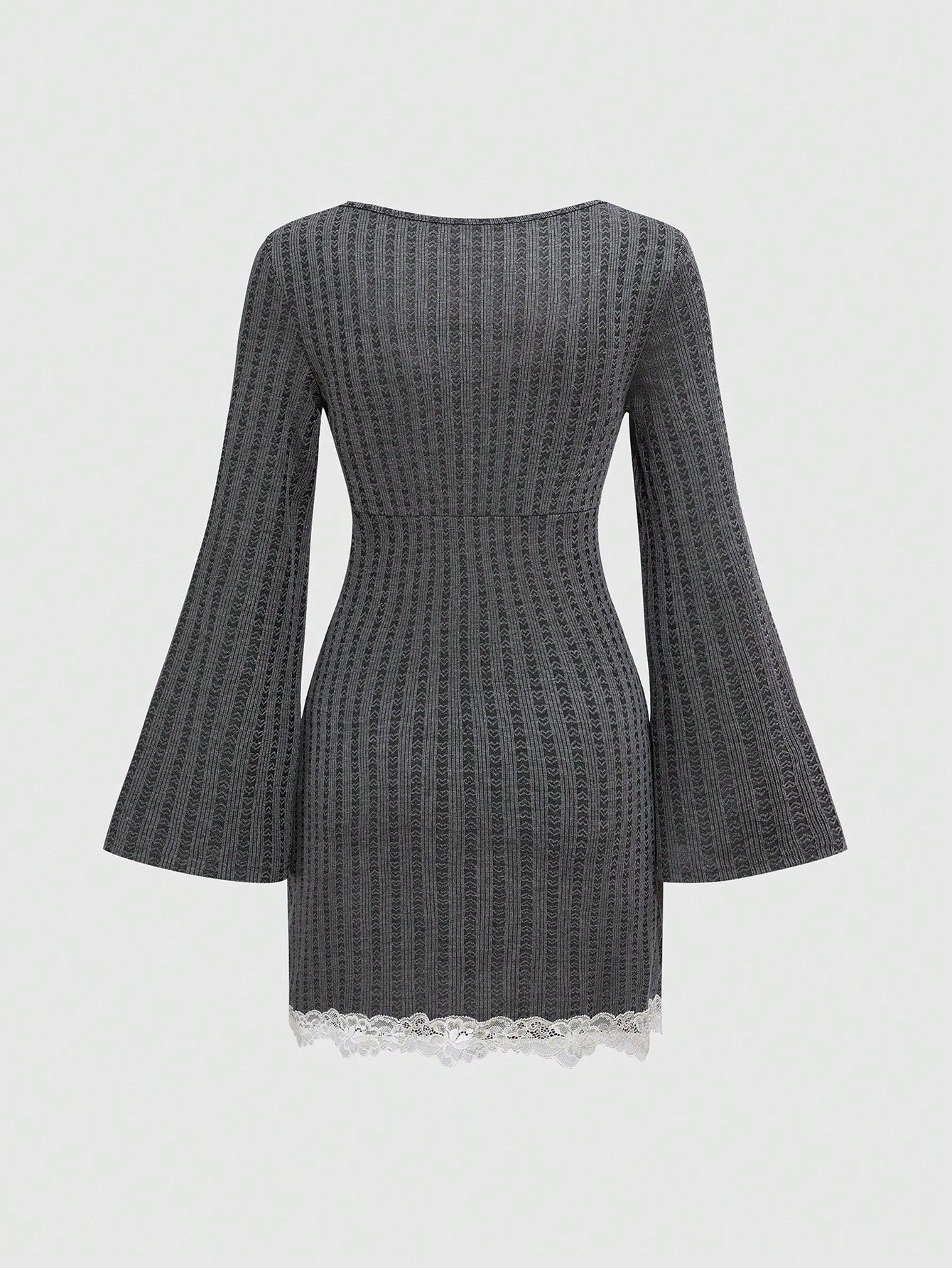 ROMWE Kawaii Vestido mini de mujer entallado de 2 en 1 con volantes en los puños y escote de corazón