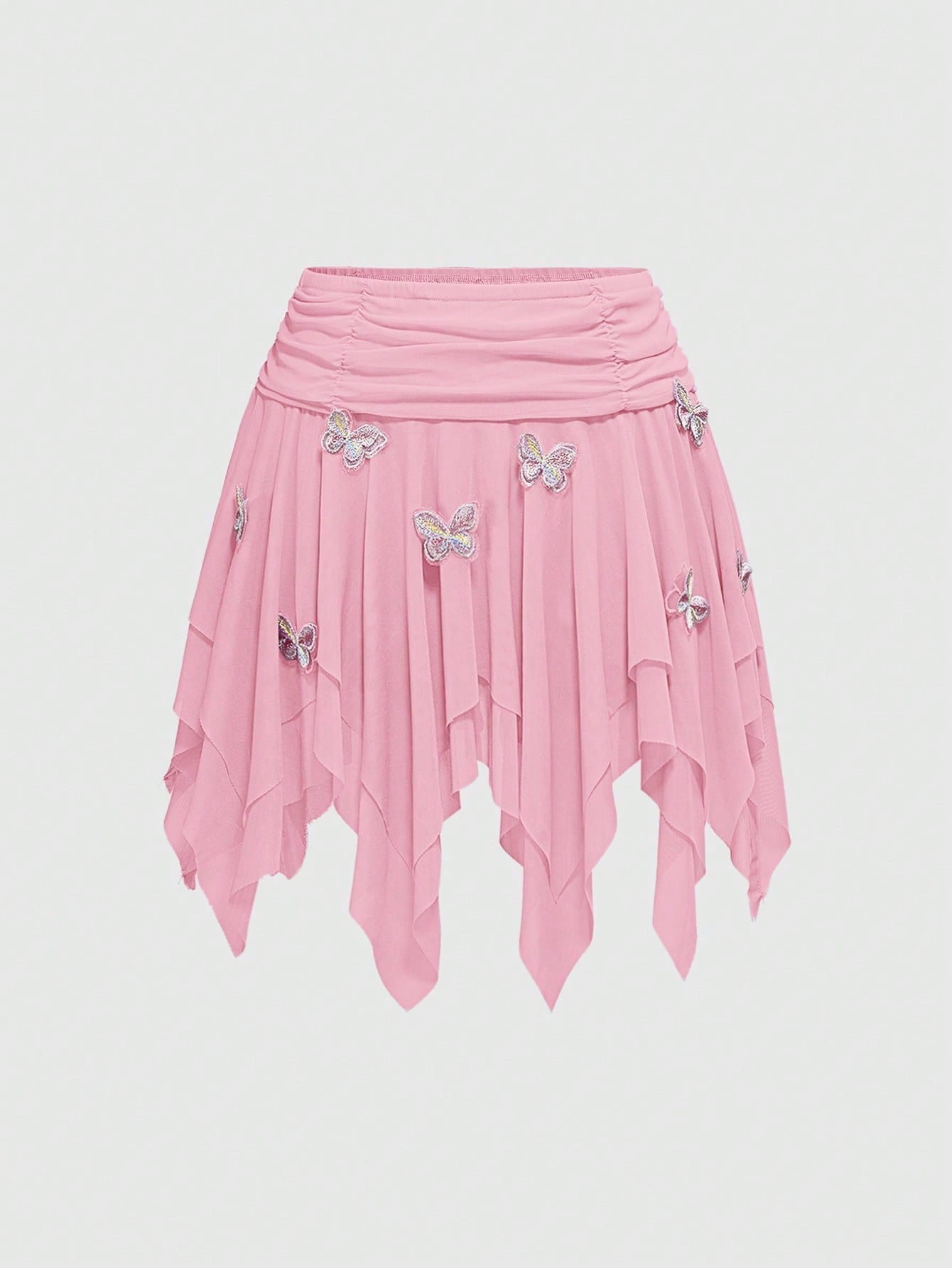 ROMWE Minifalda asimétrica de mujer con detalle de lazo de malla