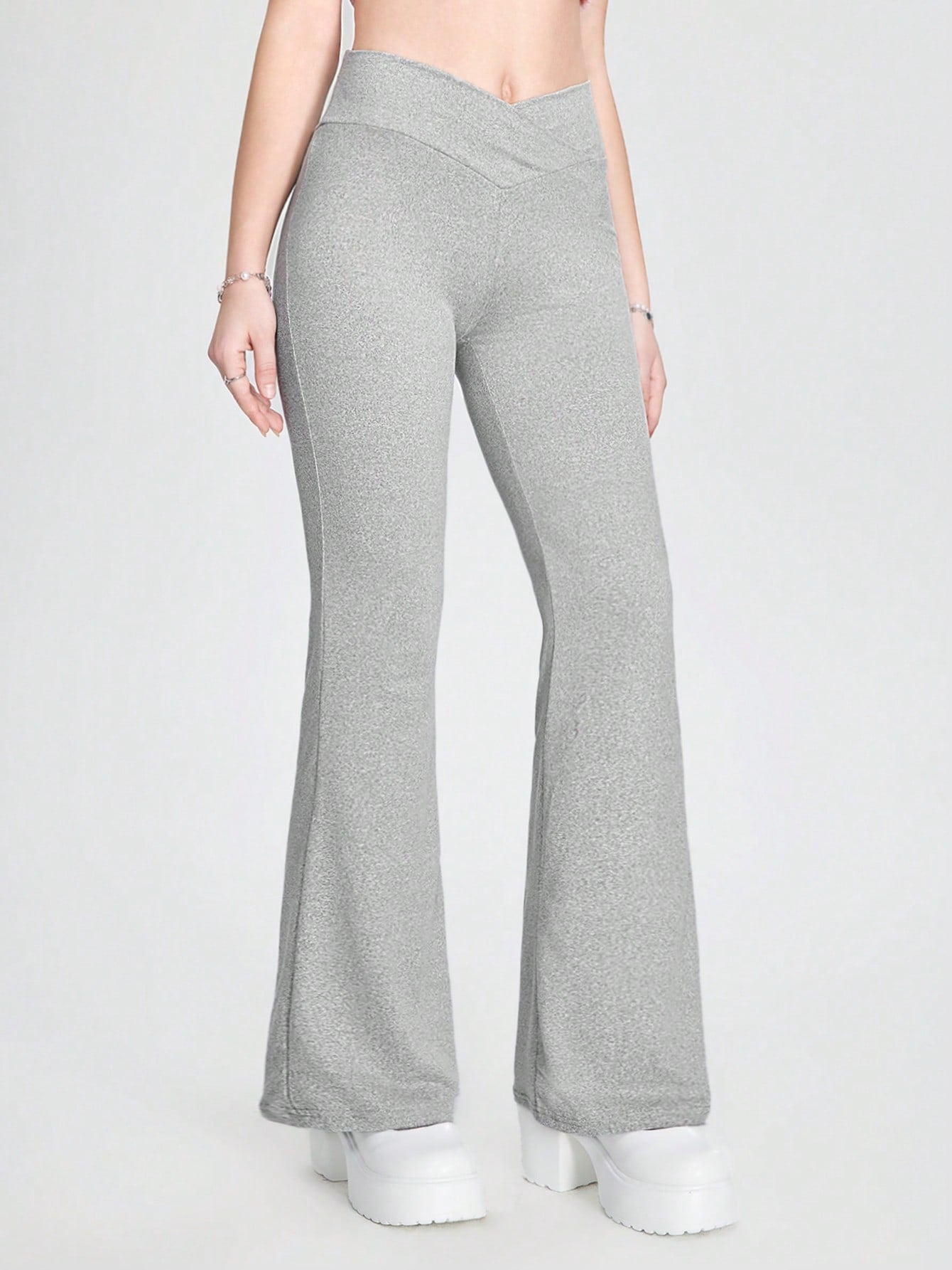 ROMWE Pantalones Acampanados Con Diseño De Cinturilla Superpuesta