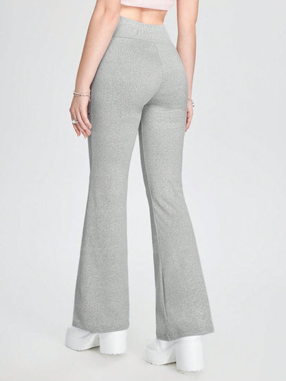 ROMWE Pantalones Acampanados Con Diseño De Cinturilla Superpuesta