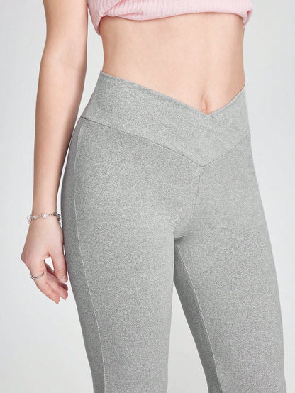 ROMWE Pantalones Acampanados Con Diseño De Cinturilla Superpuesta