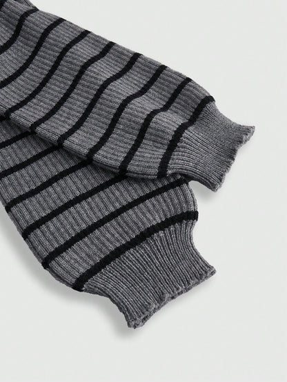 ROMWE Suéter de slip-on con cuello en V profundo, tirantes de encaje y rayas francesas sexy