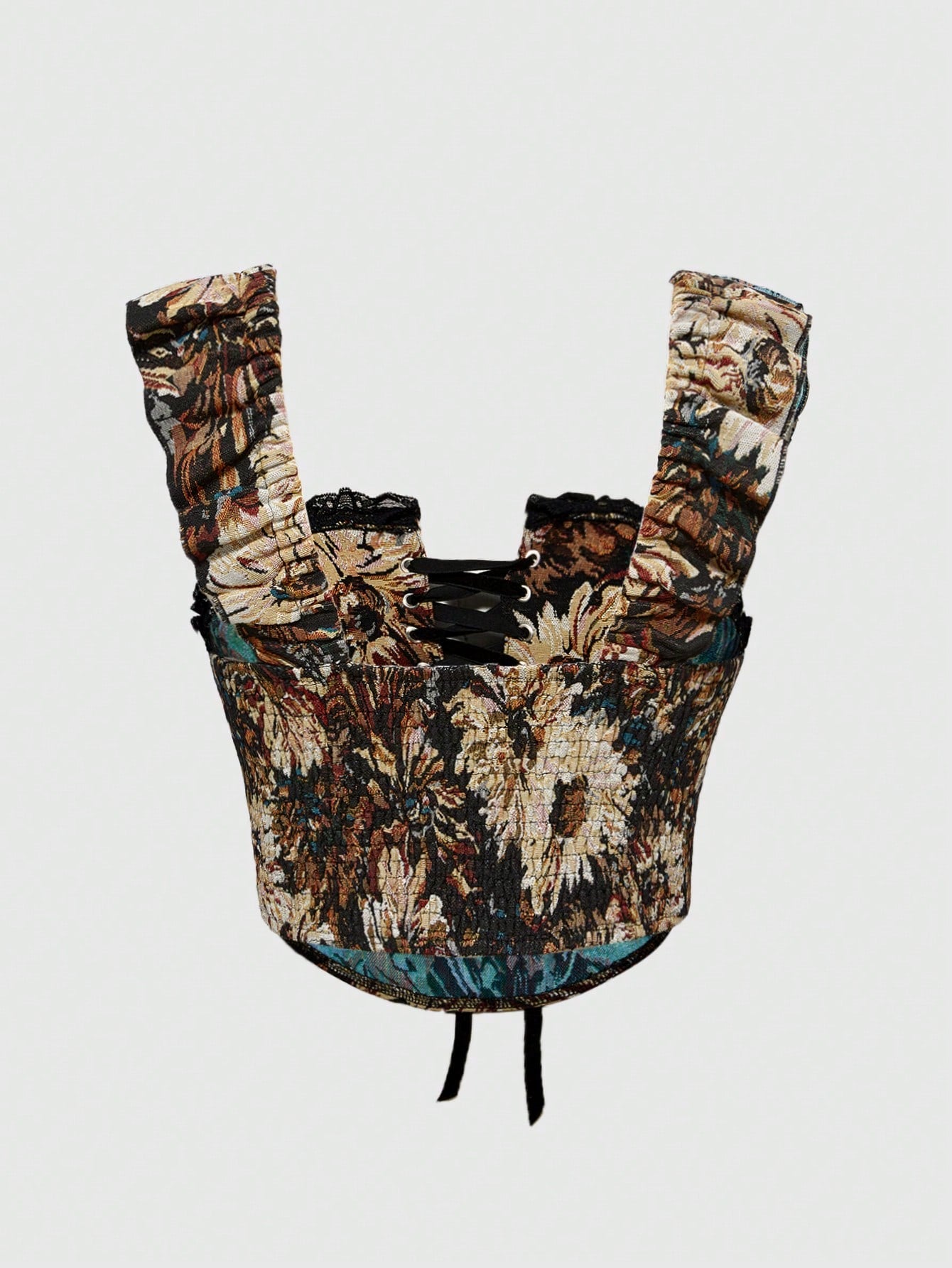 ROMWE Top ajustado para mujer con diseño envolvente floral vintage