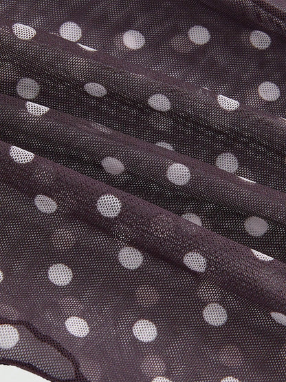 ROMWE Top corta con estampado de lunares dulce y lindo para mujer francesa