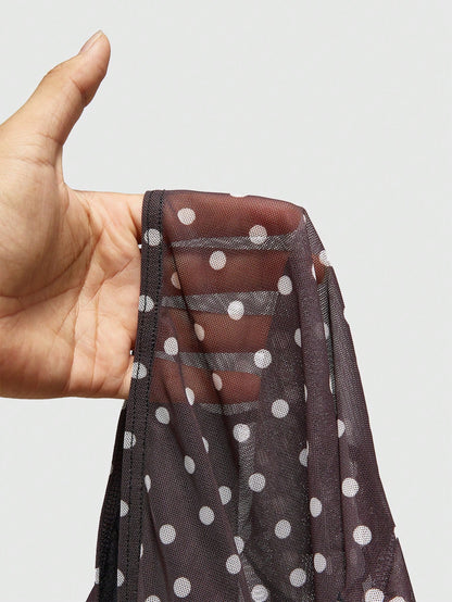 ROMWE Top corta con estampado de lunares dulce y lindo para mujer francesa