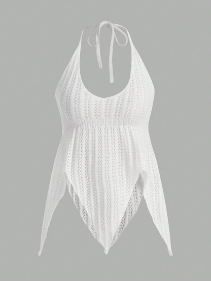 ROMWE Top de punto con cuello halter