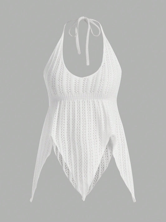 ROMWE Top de punto con cuello halter