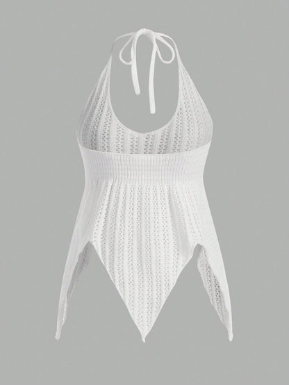 ROMWE Top de punto con cuello halter