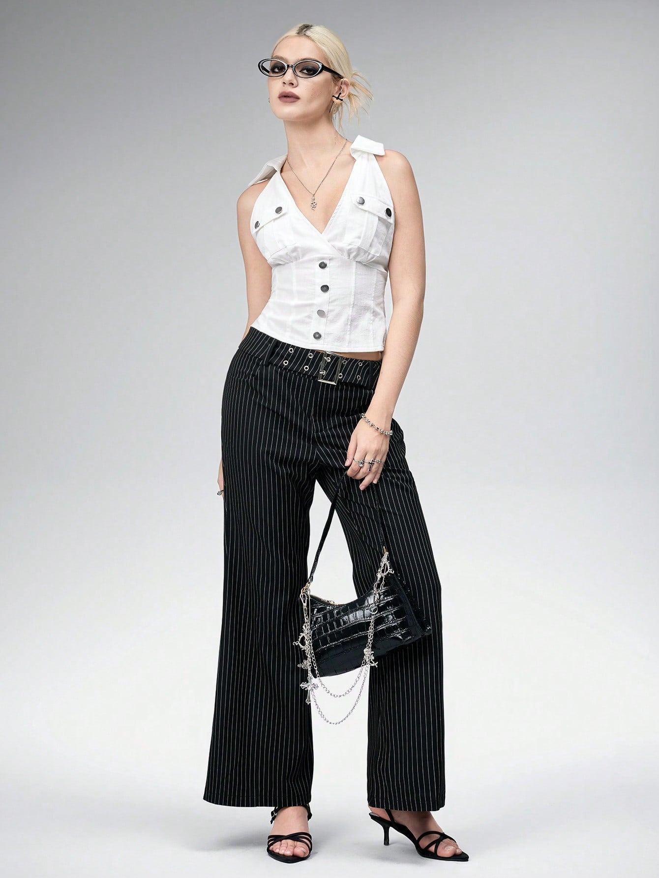 ROMWE Top de tirantes vintage estilo Y2K con diseño atrevido y bolsillo cargo