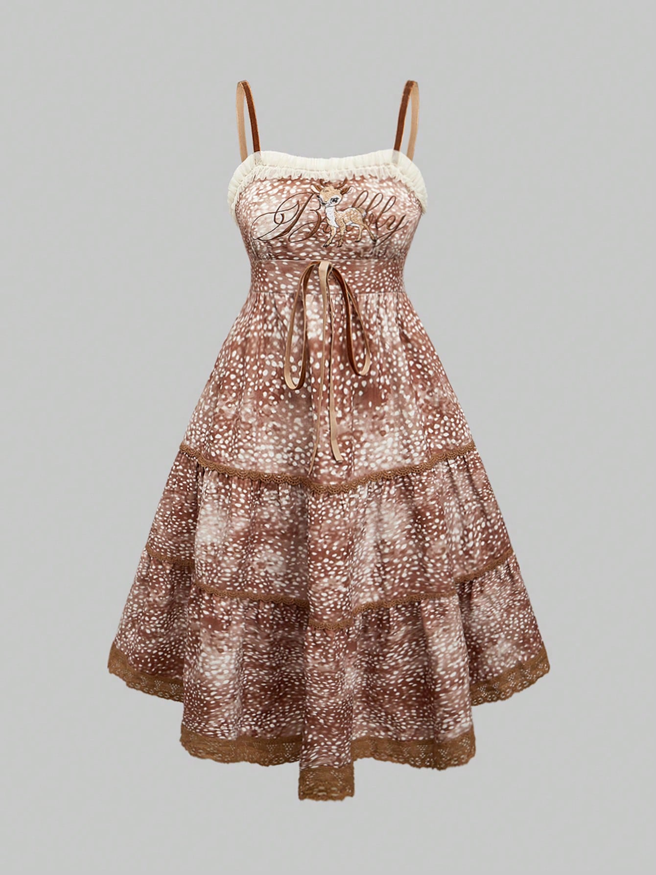 ROMWE Vestido estampado con ciervos estilo Y2K