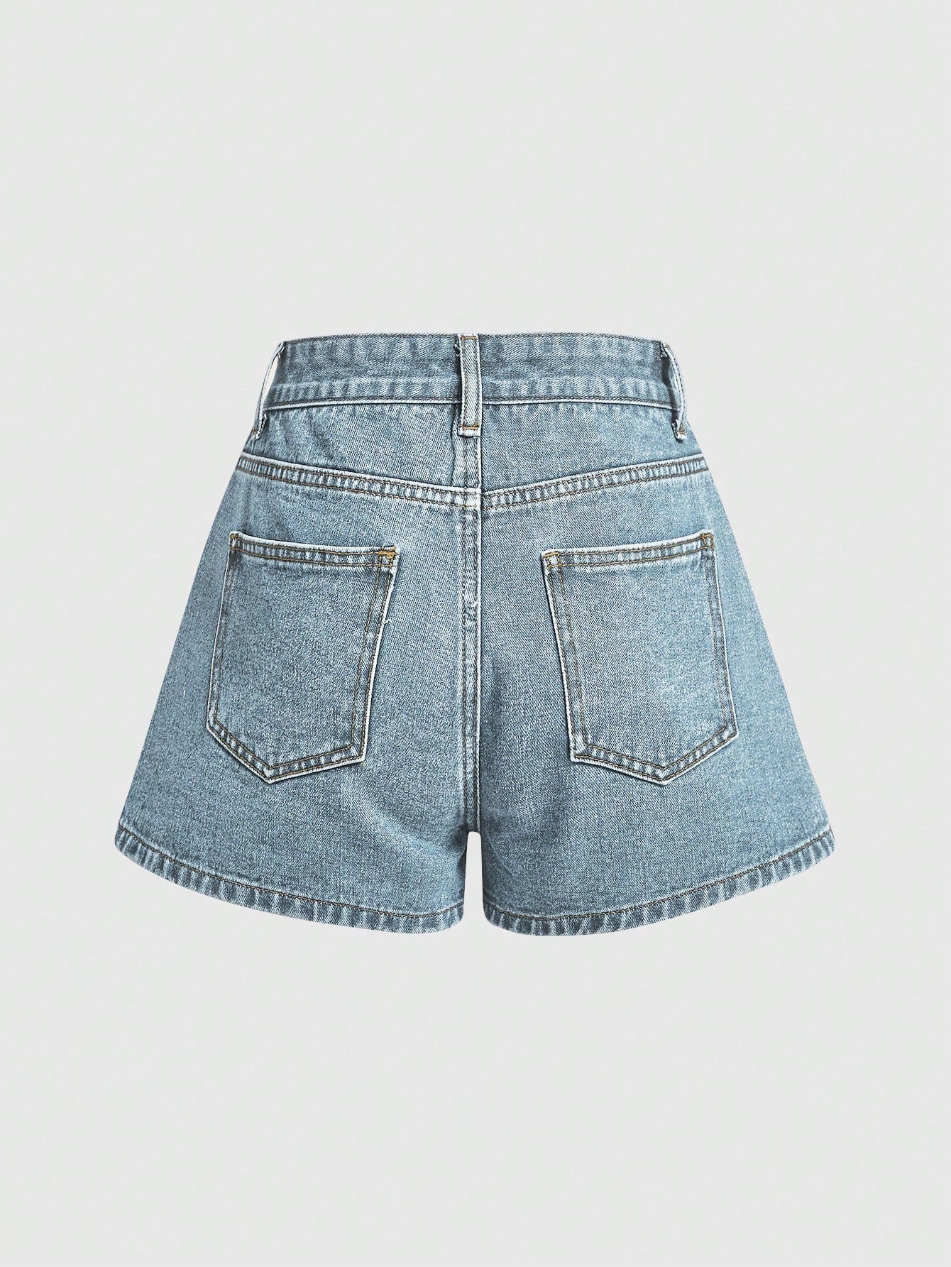 ROMWE shorts de mezclilla para mujeres con bolsillos bordados con flores