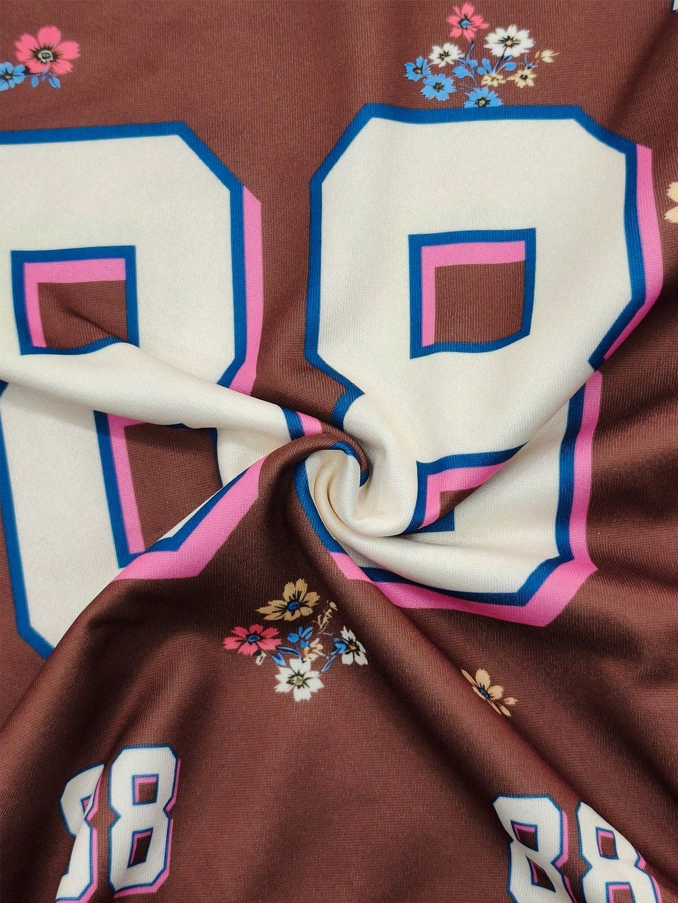 Rovax Sudadera casual de mujer con cuello redondo y hombros caídos, con estampado floral y numérico, para otoño